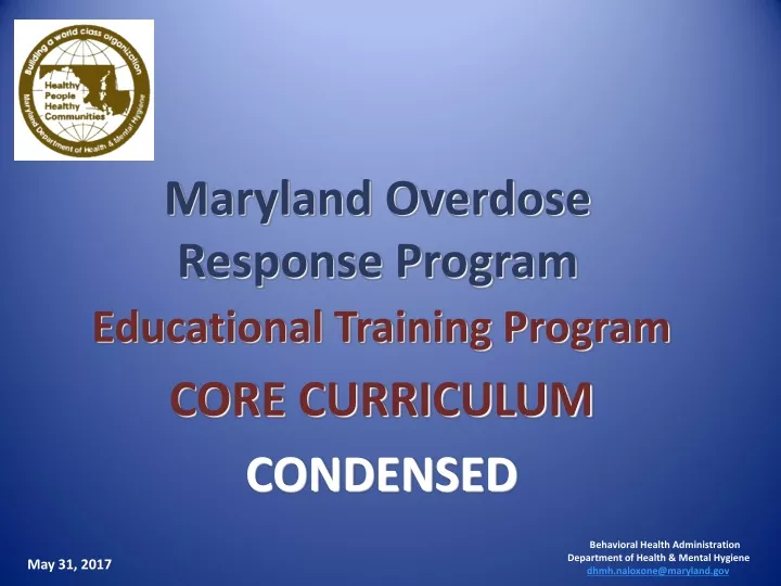 maryland overdose response program