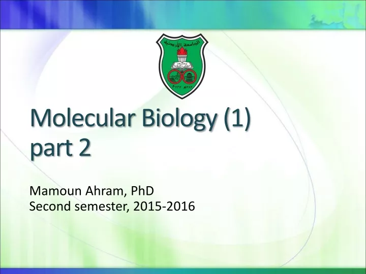 molecular biology 1 part 2