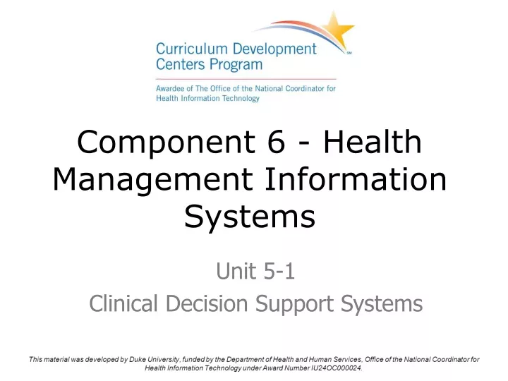 component 6 health management information systems