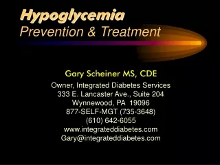 Hypoglycemia Prevention &amp; Treatment