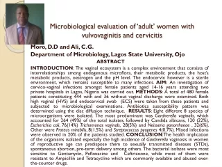 Microbiological  evaluation of  ‘adult’  women with  vulvovaginitis  and  cervicitis