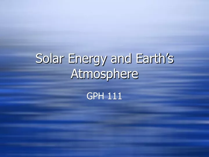 solar energy and earth s atmosphere