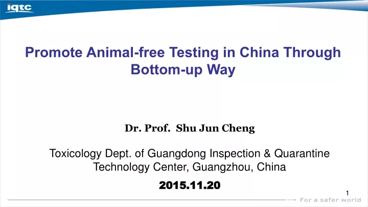 promote animal free testing in china through