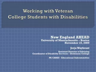 Working with Veteran  College Students with Disabilities