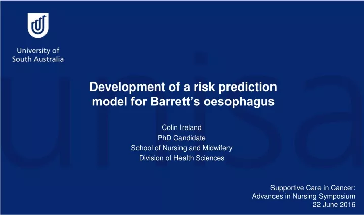 development of a risk prediction model for barrett s oesophagus
