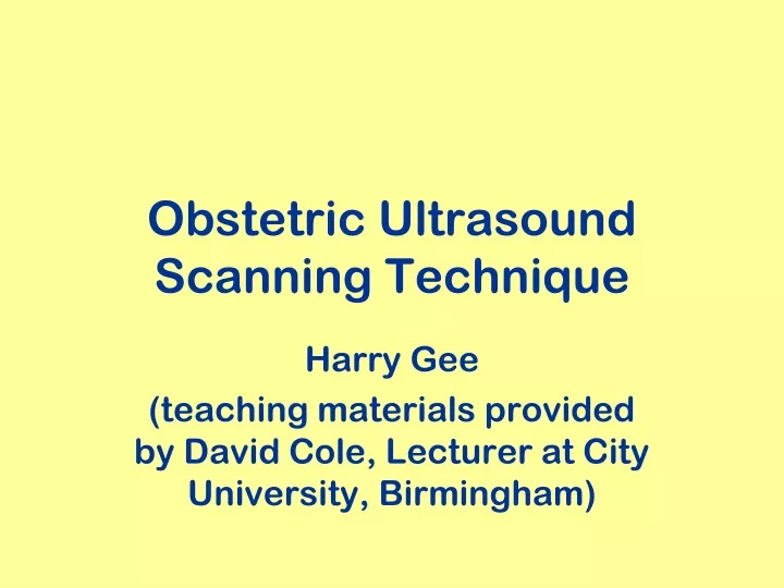 obstetric ultrasound scanning technique