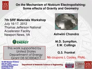 On the Mechanism of Niobium Electropolishing: Some effects of Gravity and Geometry