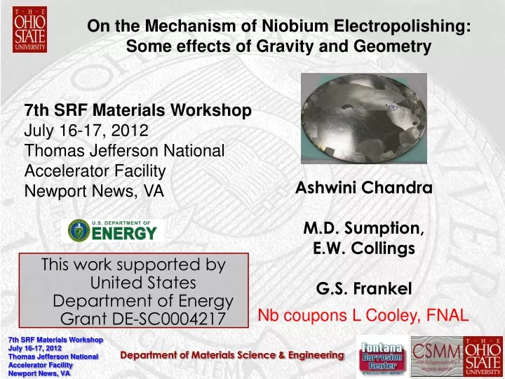 on the mechanism of niobium electropolishing some