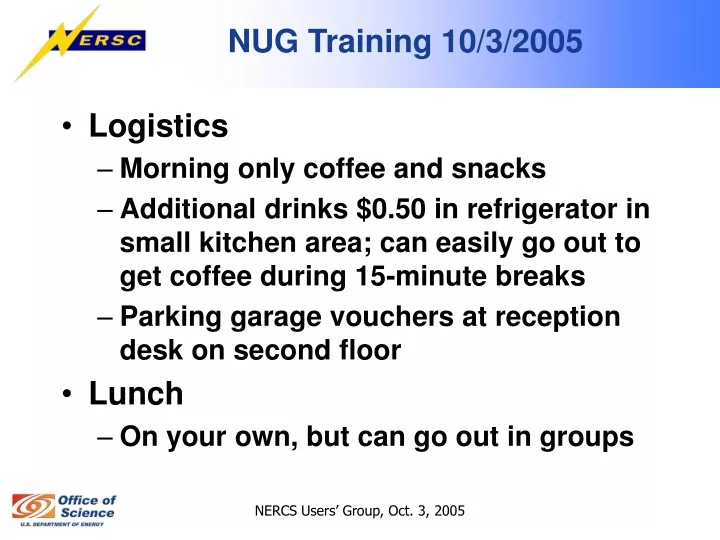 nug training 10 3 2005