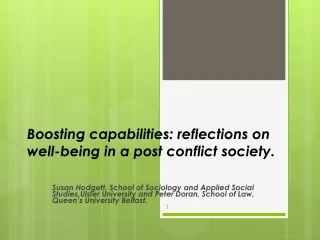 Boosting capabilities: reflections on well-being in a post conflict society.