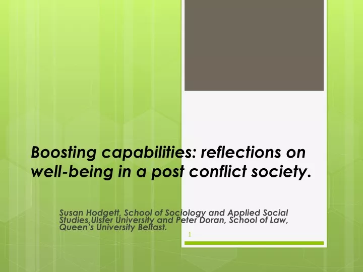 boosting capabilities reflections on well being in a post conflict society