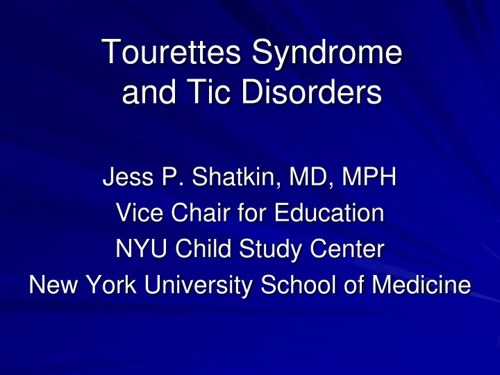 tourettes syndrome and tic disorders