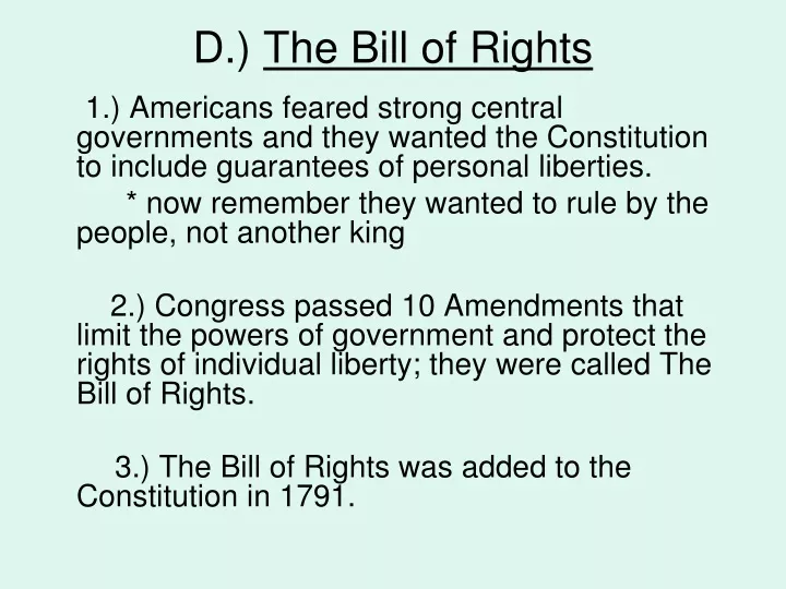 d the bill of rights