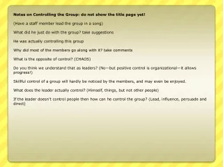Notes on Controlling the Group: do not show the title page yet!