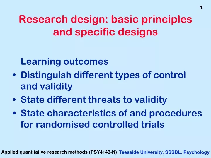 research design basic principles and specific designs
