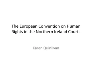 The European Convention on Human Rights in the Northern Ireland Courts