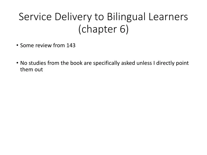 service delivery to bilingual learners chapter 6