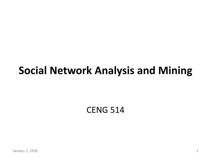 social network analysis and mining