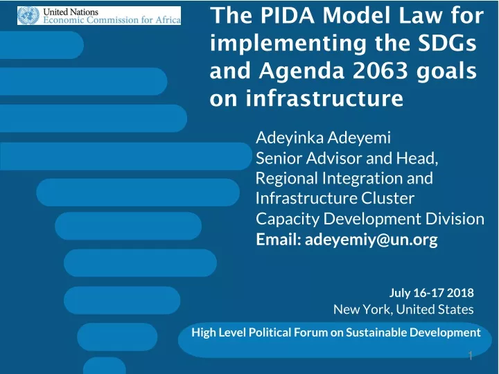 the pida model law for implementing the sdgs and agenda 2063 goals on infrastructure