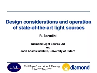 Design considerations and operation   of state-of-the-art light sources