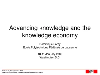 Advancing knowledge and the knowledge economy