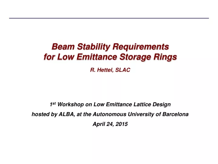beam stability requirements for low emittance