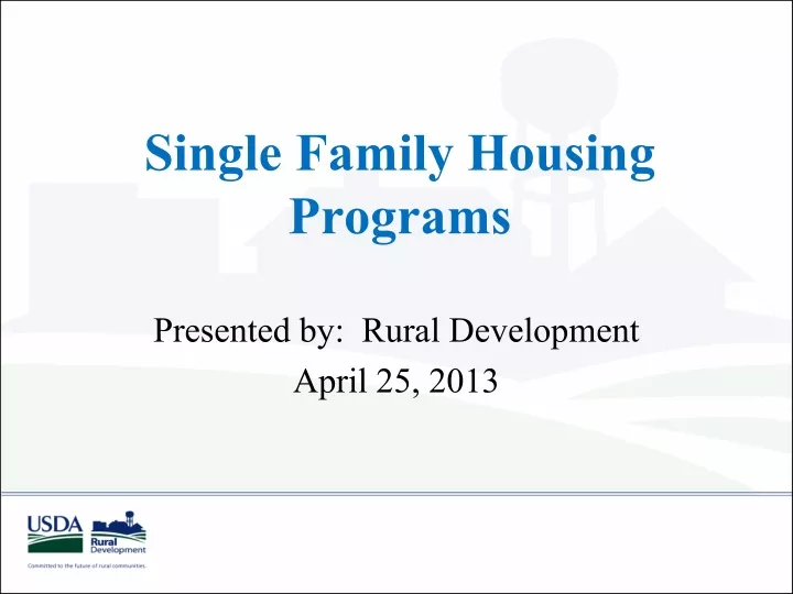 single family housing programs
