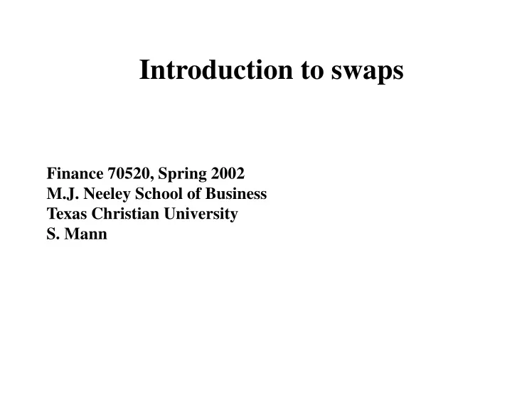 introduction to swaps