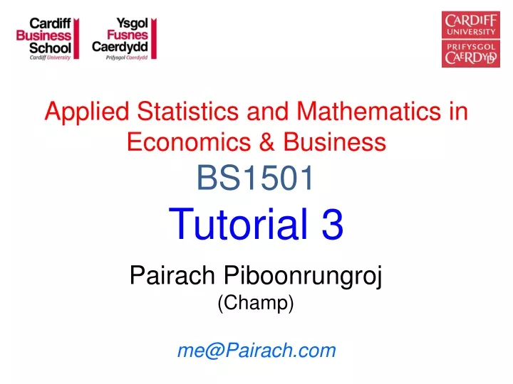 applied statistics and mathematics in economics business bs1501 tutorial 3