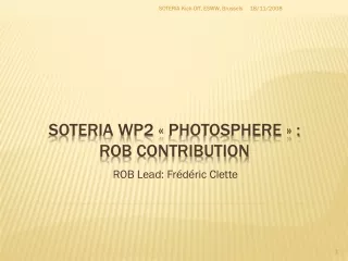 SOTERIA WP2 «  Photosphere  » :  ROB contribution