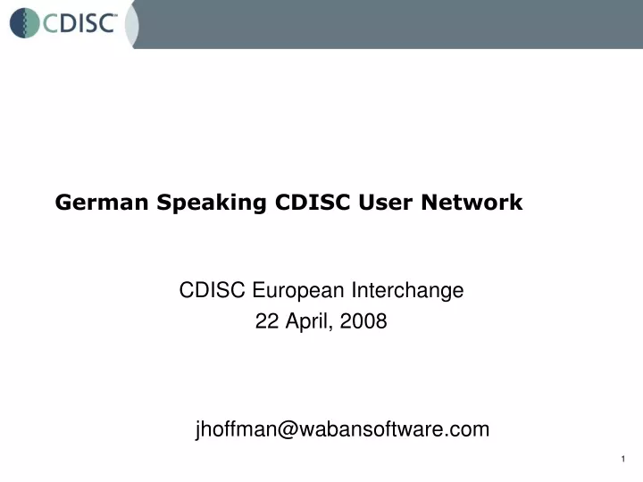 german speaking cdisc user network