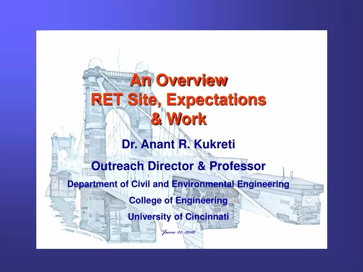 an overview ret site expectations work dr anant