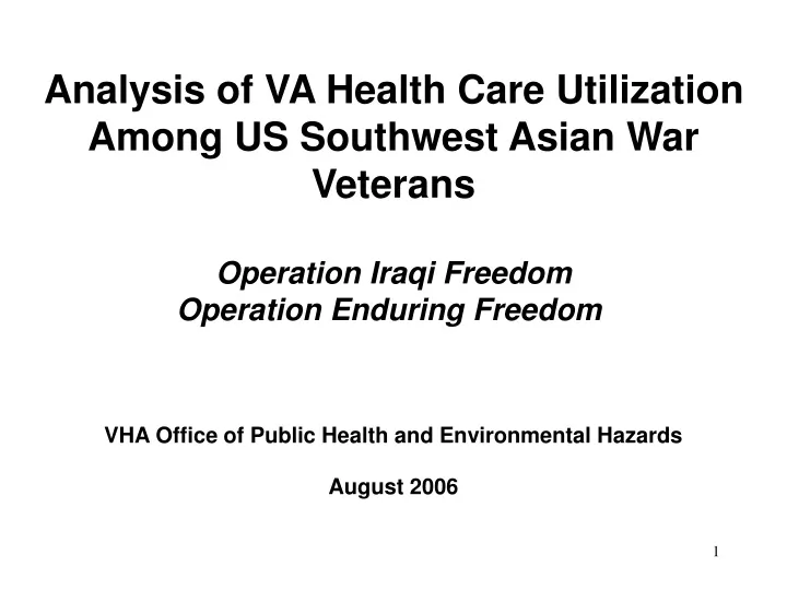 analysis of va health care utilization among