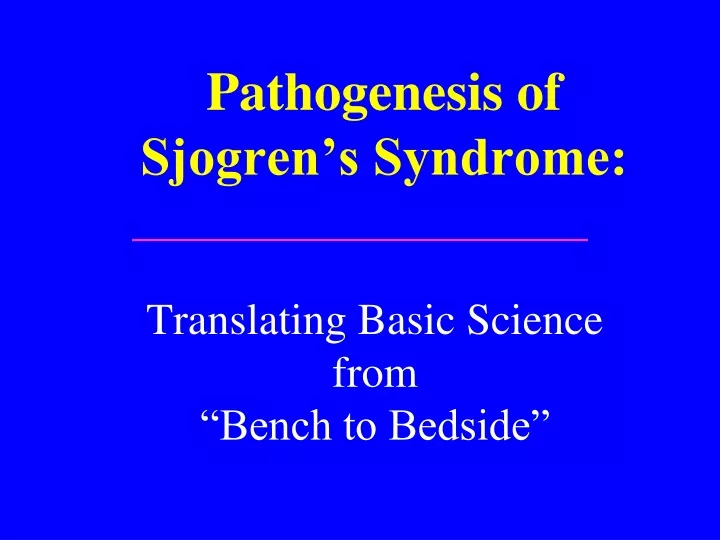 pathogenesis of sjogren s syndrome
