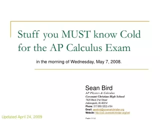 Stuff you MUST know Cold for the AP Calculus Exam