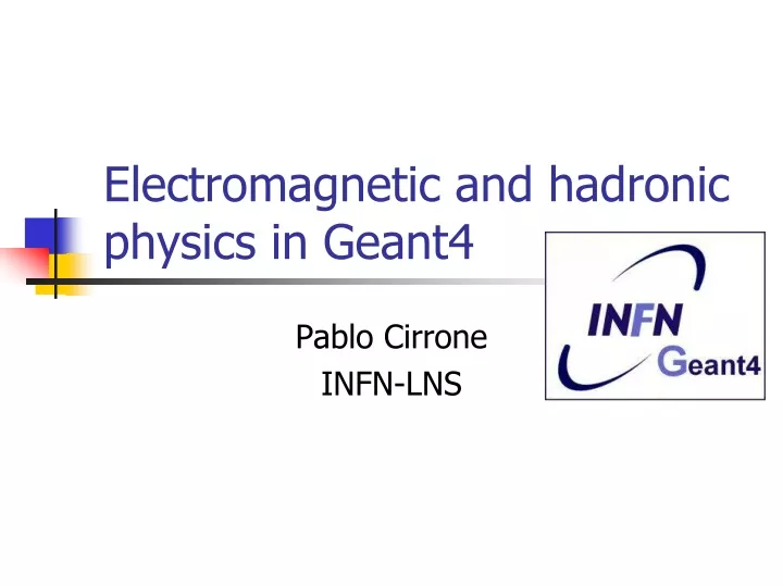 electromagnetic and hadronic physics in geant4