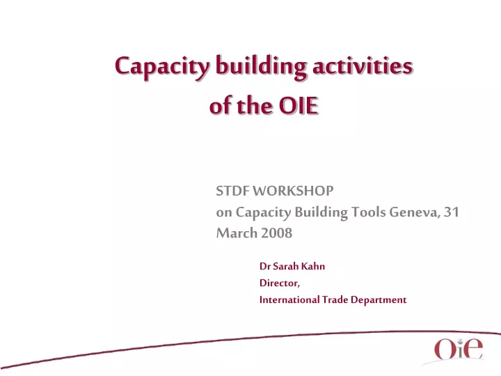 capacity building activities of the oie