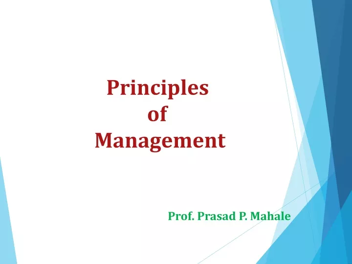 principles of management prof prasad p mahale