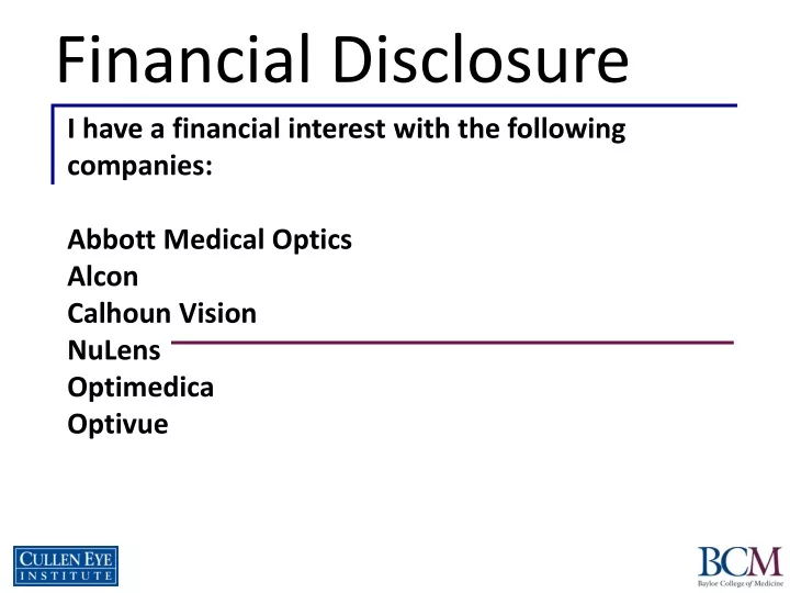 financial disclosure