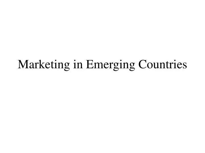 marketing in emerging countries
