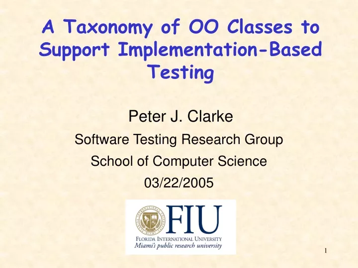 a taxonomy of oo classes to support implementation based testing