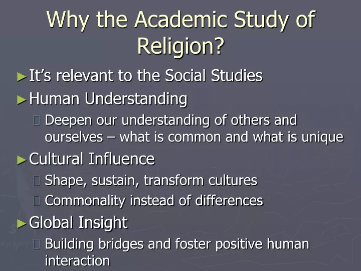 why the academic study of religion