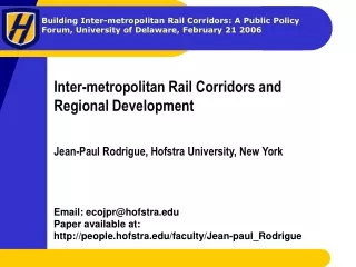 Inter-metropolitan Rail Corridors and Regional Development