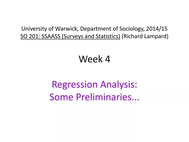 university of warwick department of sociology