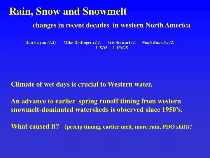 rain snow and snowmelt changes in recent decades