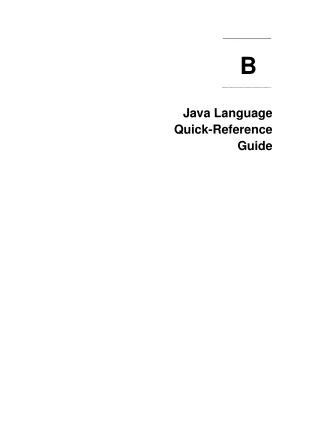 Java Language Quick-Reference Guide