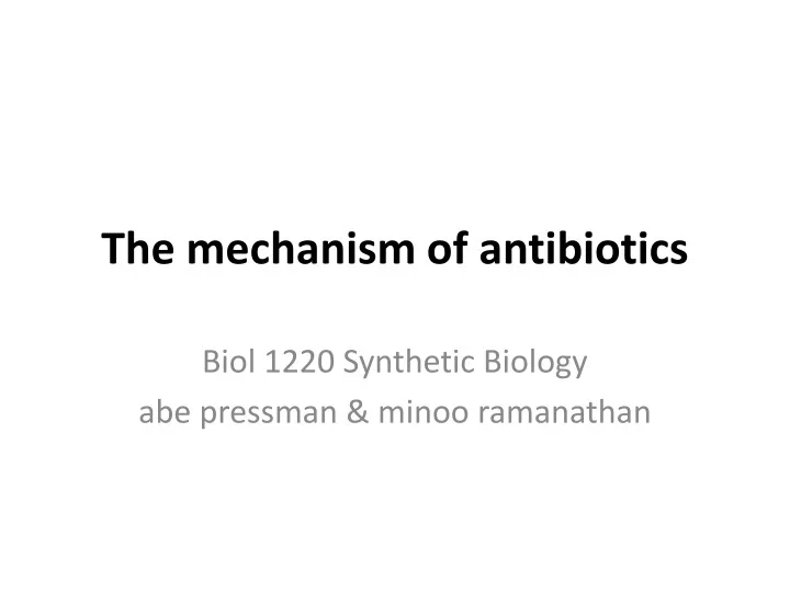 the mechanism of antibiotics