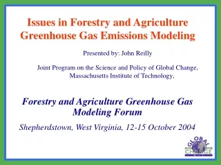 Issues in Forestry and Agriculture Greenhouse Gas Emissions Modeling