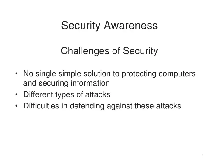 security awareness challenges of security