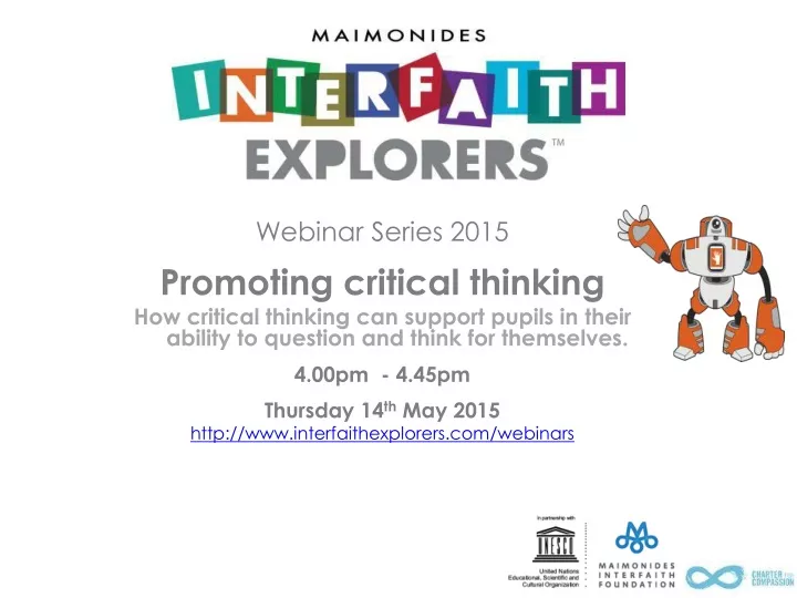 webinar series 2015 promoting critical thinking